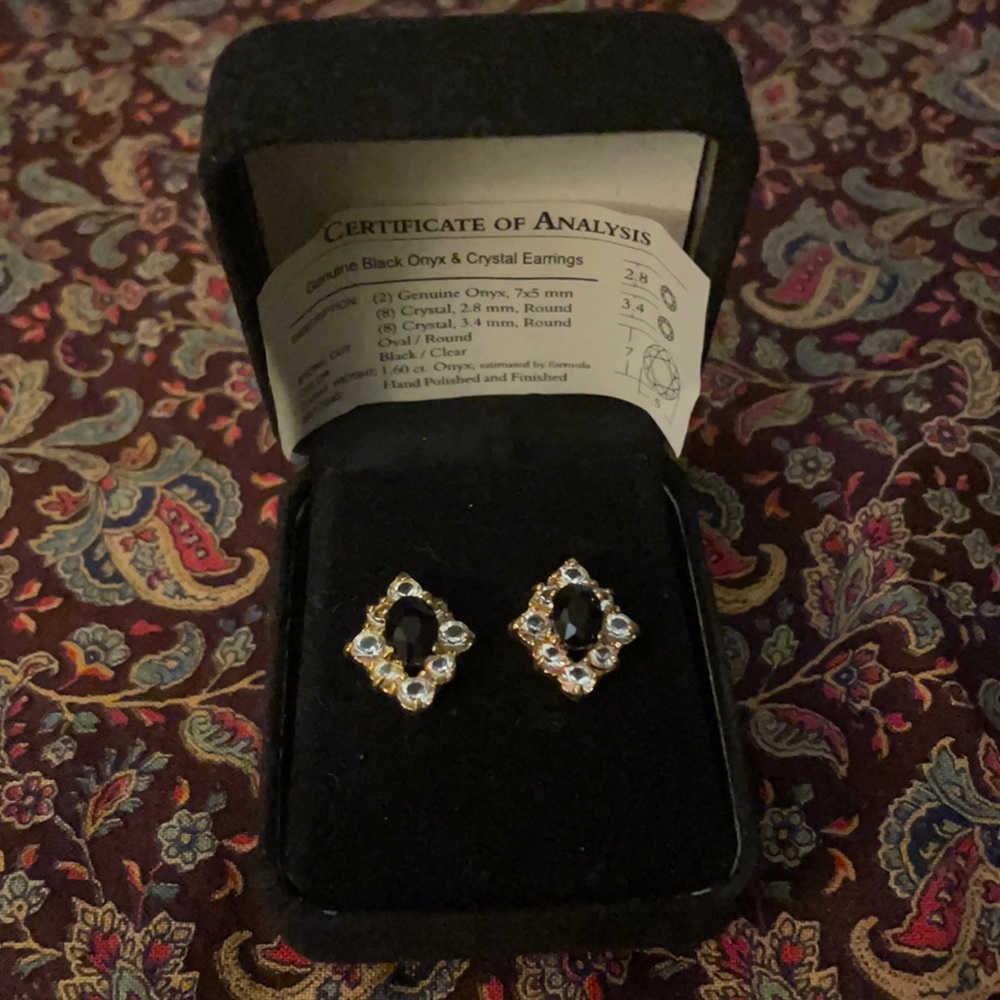 Black Onyx and Crystal Earrings